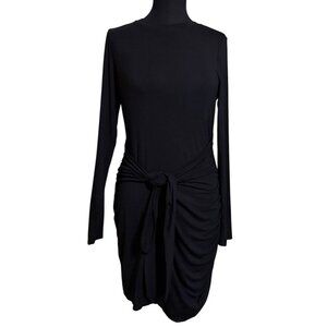 Socialite Black Crew Neck Long Sleeve Fitted Dress Rayon Blend Women's Size M